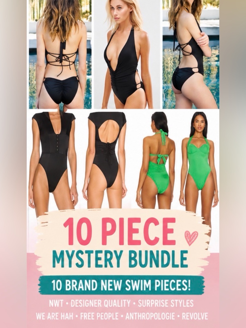10 Piece Mystery Swim Bundle Swimwear Free People Anthropologie Revolve XS & S